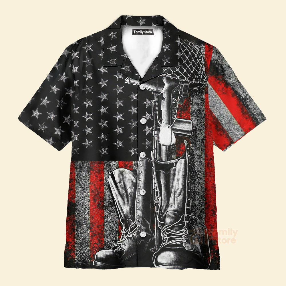 FamilyStore Veterans Memorial Day Red And Black - Hawaiian Shirt