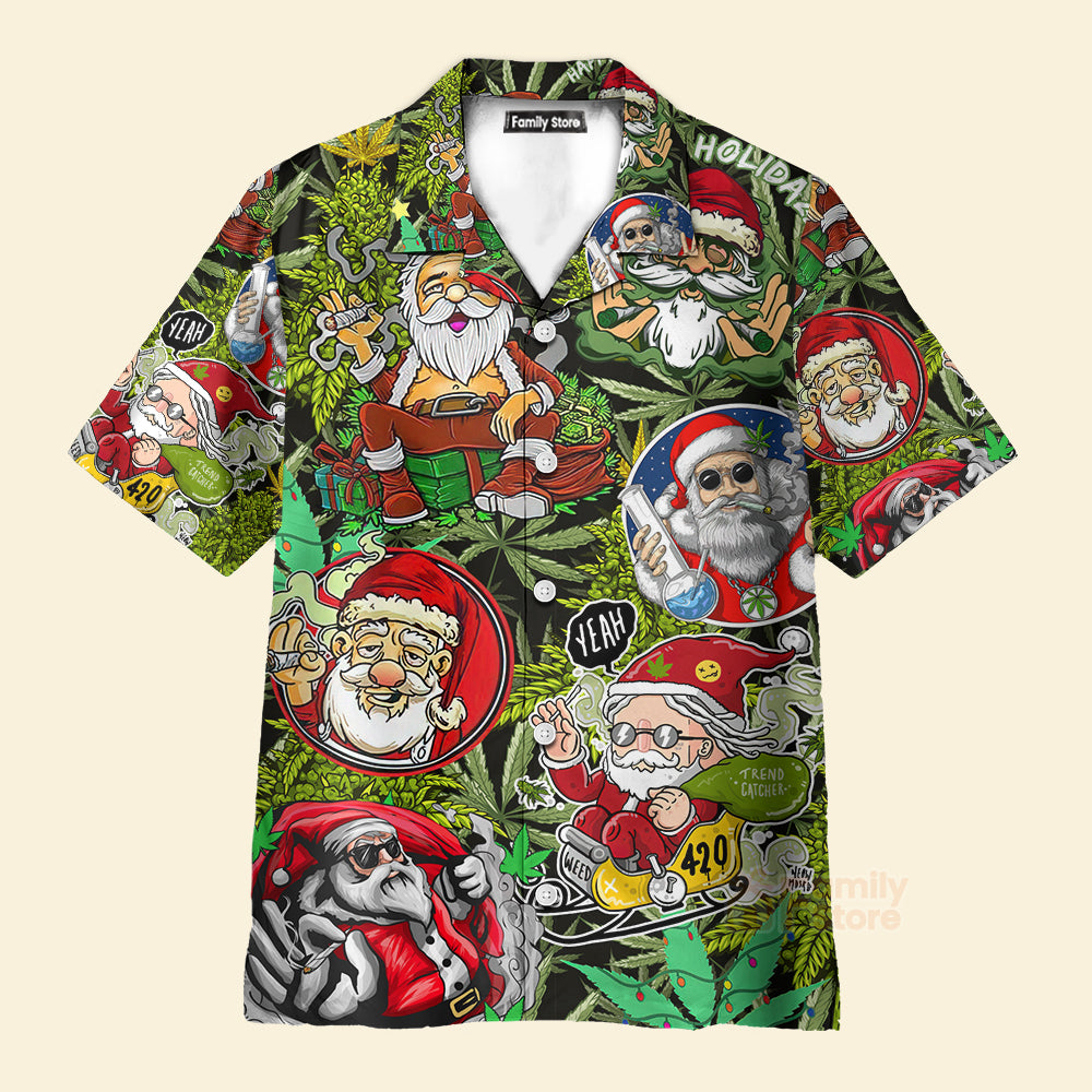 Christmas Weed Smoking Santa Hippie Hawaiian Shirt