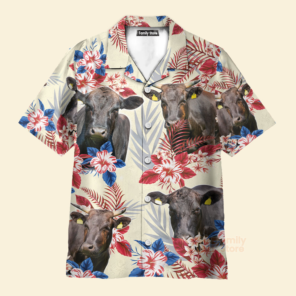 Wagyu Pattern US FLAG Hawaiian Shirt, Farm cow Hawaiian Shirt
