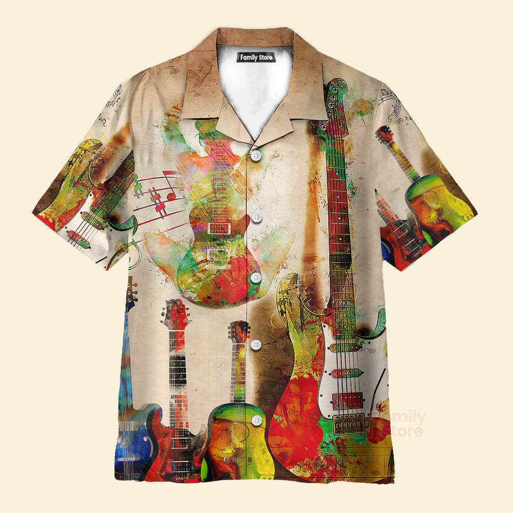 Guitar Abstract Guitar Colorful Art Style Hawaiian Shirt