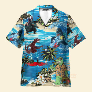 Godzilla Custom Shorts Sleeve Shirt Hawaiian Shirts Aloha Hawaii