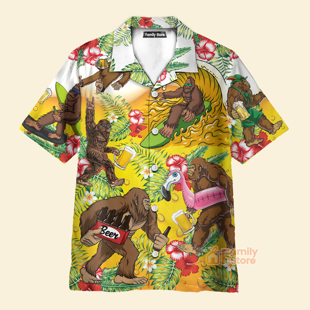 Funny Bigfoot Stole My Beer Lover Beer Tropical Style - Hawaiian Shirt