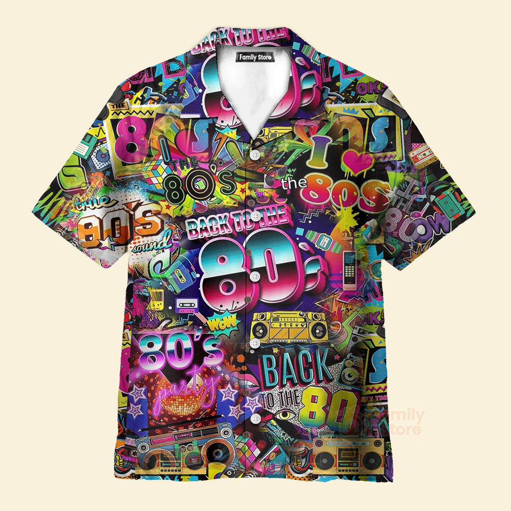 Back To The 80s Music Party Color Lights Hawaiian Shirts