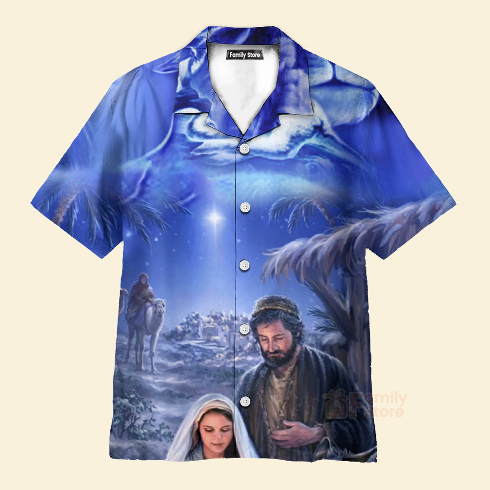 Lion With Jesus Was Born In Farm Blue Aloha Hawaiian Shirts