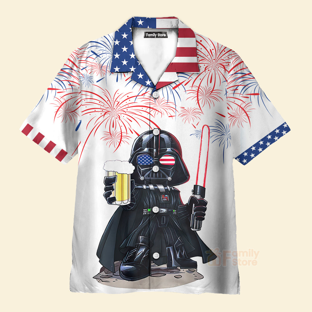 Independence Day SW Darth Vader With Beer - Hawaiian Shirt