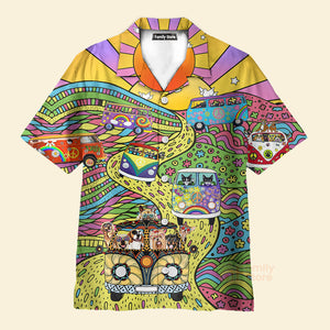 Hippie Dogs And Cats Bus Hawaiian Shirt