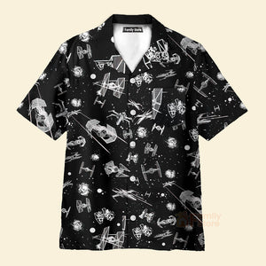 Star Wars Spacecraft Pattern Button Down Hawaiian Shirt