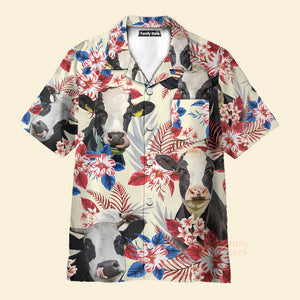 Unique Holstein Friesian Cattle American Flag Hawaiian Shirt