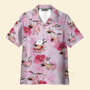 Courage The Cowardly Dog Floral Tropical Hawaiian Shirt