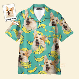 Personalized Puppy Lovers Gift  Banana Pattern Mint Color Hawaiian Shirt