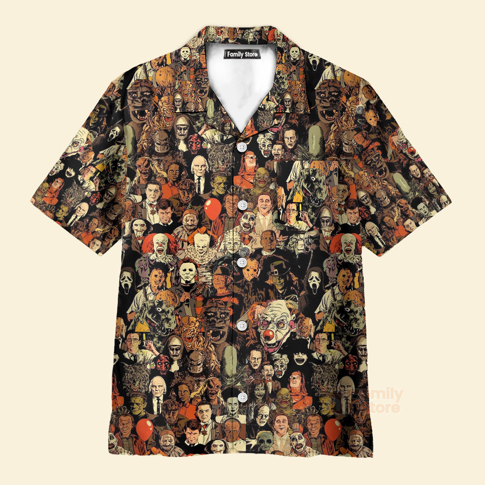 Horror Movie Characters Halloween Pattern Hawaiian Shirt