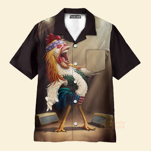 Rooster Chest Pocket Short Sleeves Casual Shirts Hawaiian Shirt