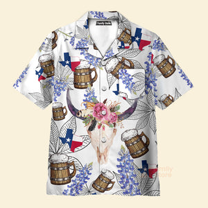 Texas Unique Longhorn Bluebonnet Art Hawaiian Shirt