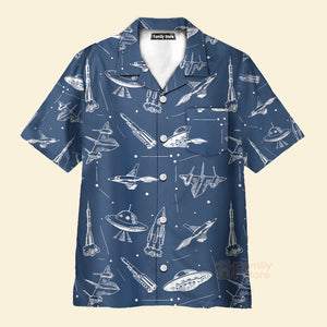 Space Aircraft Seamless Pattern Hawaiian Shirt