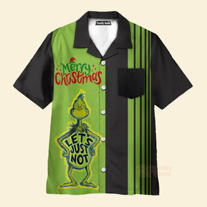 Christmas Striped Grinc Green Monster Men's Short Sleeve Hawaiian Shirt