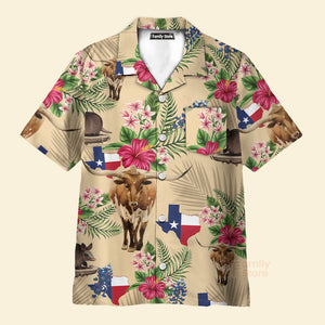 Insignia Bluebonnet Texas Hawaiian Shirt Cream Version, Texas Home Shirt