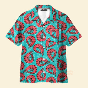 Shrimp Seafood Pattern Blue Aloha Hawaiian Shirts For Men & Women