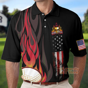 FamilyStore Golf Flame Skull Short Sleeve Golf - Men Polo Shirt