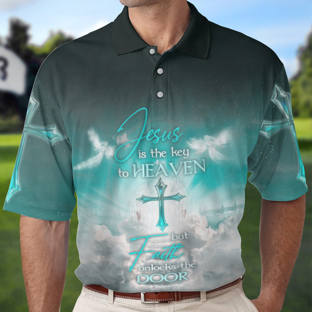 Jesus Is The Key To Heaven But Faith Unlocks The Door Polo For Men