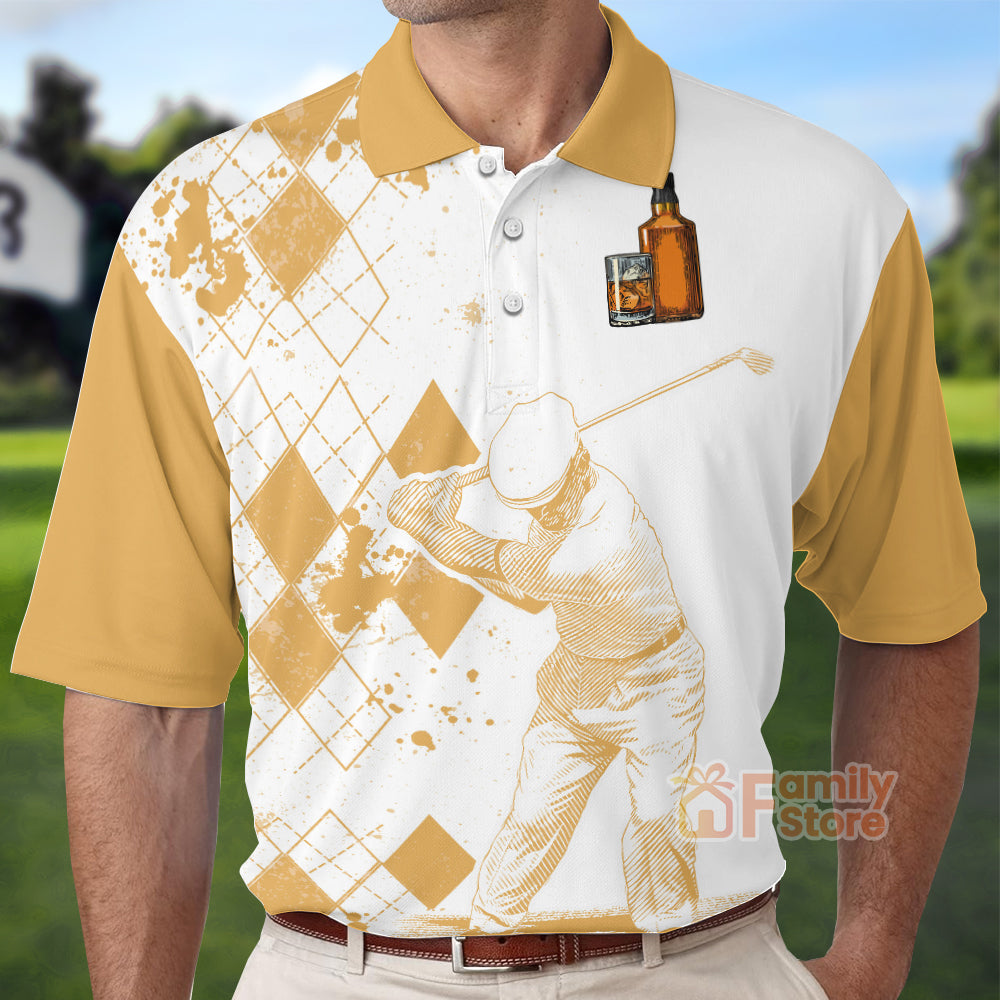 FamilyStore Orange Argyle Pattern Golf - Men Polo Shirt