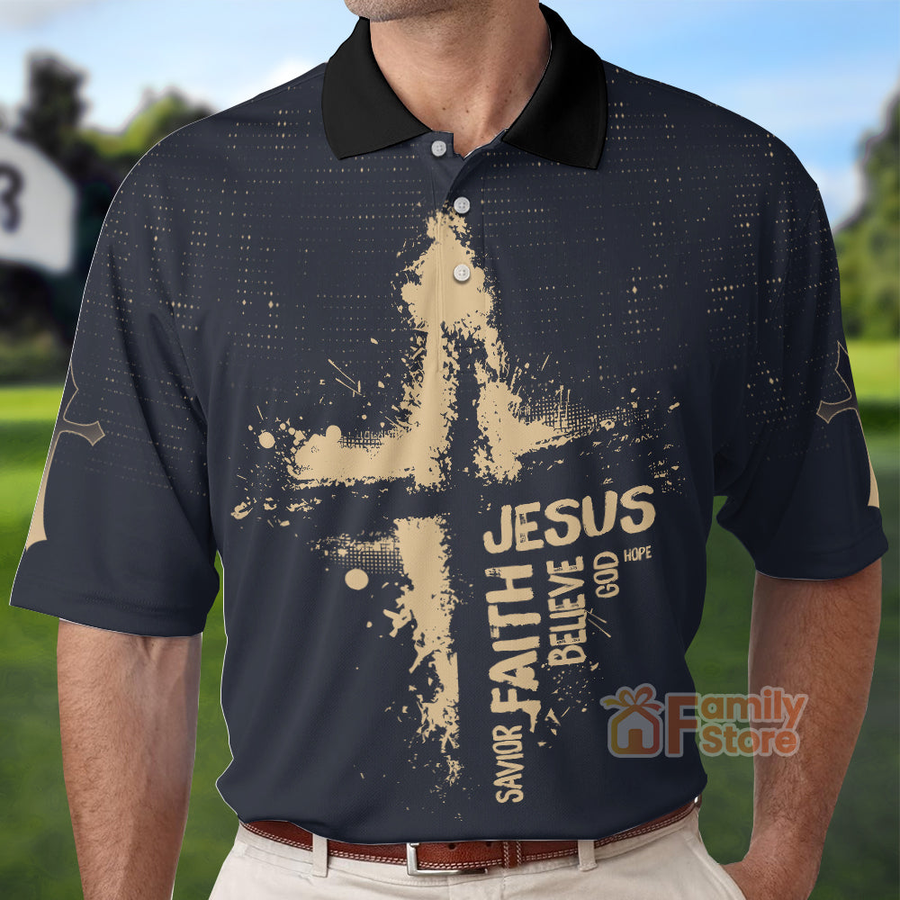 Jesus Savior Faith Believe God - Men Polo Shirt