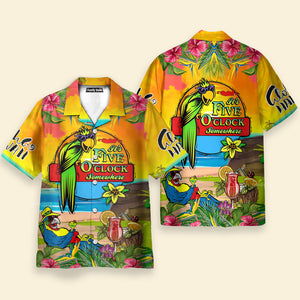 Parrot Tropical Flower It's 5 O'clock Somewhere Yellow Aloha Hawaiian Shirts