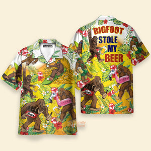 Funny Bigfoot Stole My Beer Lover Beer Tropical Style - Hawaiian Shirt