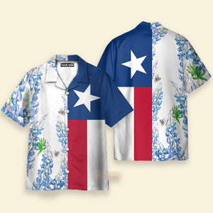 FamilyStore Royal Blue Bluebonnet - Floral Texas Flag - Hawaiian Shirt