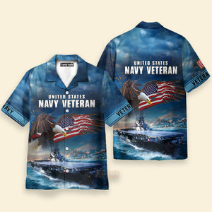 Navy United States Navy Veteran Eagles And Ships U.S Navy Hawaiian Shirt