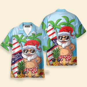 Christmas In July Santa Lets Surf Summer Vibe Hawaiian Shirt