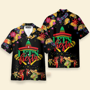 Let's Fiesta Cinco De Mayo Black And Red Aloha Hawaiian Shirts