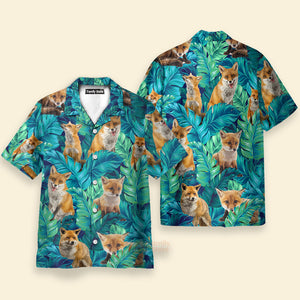 FamilyStore Tropical Fox Casual Button Down - Hawaiian Shirts