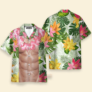 FamilyStore Change Funny Abs With Tropical Flowers Cosplay Costume - Personalized Hawaiian Shirt