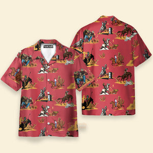 Rodeo Seamless Pattern Red Version, Texas Native Western Shirt