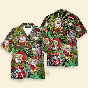 Christmas Weed Smoking Santa Hippie Hawaiian Shirt