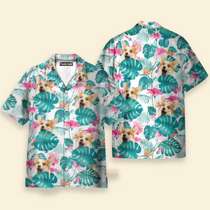 Custom Photo Tropical Leaf With Funny Dog - Hawaiian Shirt