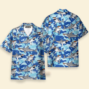 Tie Dye Sharks Wearing Sunglasses Hawaiian Shirt