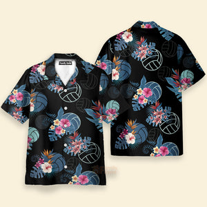 Volleyball Tropical Black Aloha Hawaiian Shirts For Men & Women