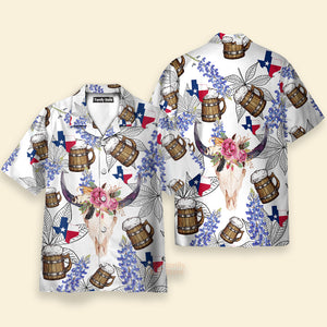 Texas Unique Longhorn Bluebonnet Art Hawaiian Shirt