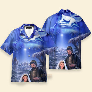 Lion With Jesus Was Born In Farm Blue Aloha Hawaiian Shirts