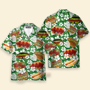 Hot Dog Hibiscus Flower Aloha Hawaiian Shirts For Men, Women