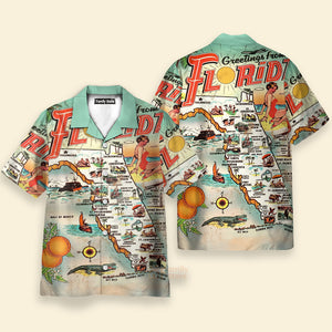 FamilyStore Coastal Vibes A Greeting From Florida - Hawaiian Shirt