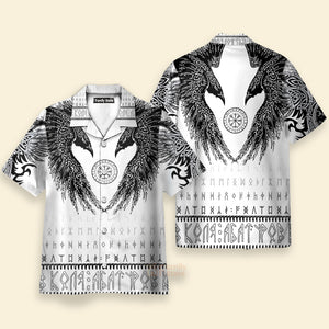Viking Black Runic Raven Scandinavian Hawaiian Shirt