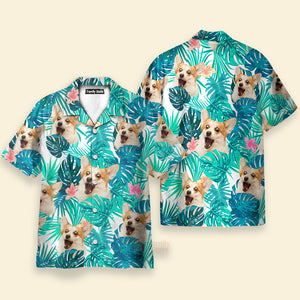 Custom Photo Dog Face Flower Hawaiian Shirt