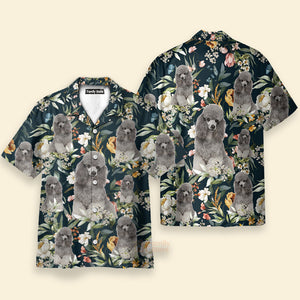 Portrait Of Gray Poodle On Floral Flowers Custom Hawaiian Shirt PN302110Lb