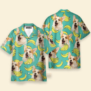 Personalized Puppy Lovers Gift  Banana Pattern Mint Color Hawaiian Shirt