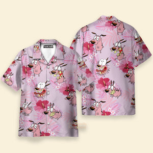 Courage The Cowardly Dog Floral Tropical Hawaiian Shirt