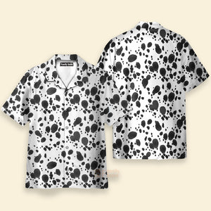 Dalmatian Dog Pattern Black And White Aloha Hawaiian Shirts For Men, Women