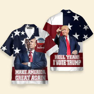 Custom Donald Trump Photo Make America Great Again Hawaii Shirt