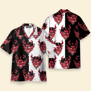 Red Oni Japan Mask Devil Aloha Hawaiian Shirts For Men & Women